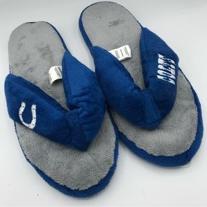 Indianapolis Colts Soft Embroidered Fleece Thong Slippers Womens Size XL (11-12)